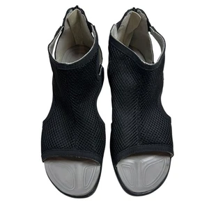 J Sport Damen-Gladiator-Sandalen schwarz Mesh Reißverschluss hinten Keilabsatz Größe 7,5M - Bild 1 von 5