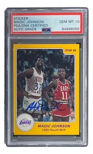 Magic Johnson Signed LA Lakers 1986 Star #9 Trading Card PSA/DNA Gem MT 10 - Picture 1 of 4