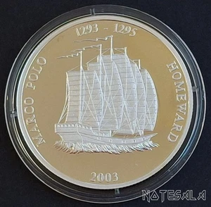 MONGOLIA 500 TUGRIK 2003 MARCO POLO - HOMEWARD SILVER COIN - Picture 1 of 2