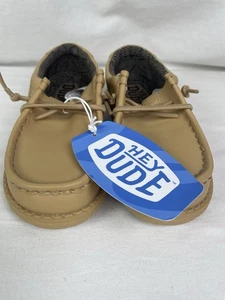 Hey Dude Wally Youth Mono Leather Tan Youth Toddler Size 12 New With Tags - Picture 1 of 7