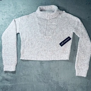 Steve Madden Girl Sz L Junior Open Knit Sweeter Pink Zip Chunky Stretch Soft 3G - Picture 1 of 15