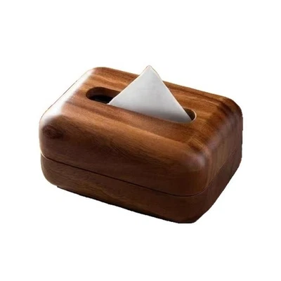 Compact Walnut Wooden Tissue Box with Magnetic Closure for Everyday Use - Image 1 of 4