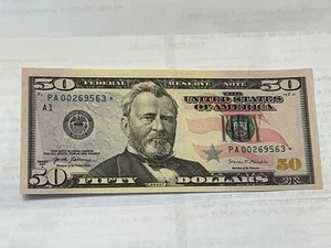 *STAR NOTE* RARA banconota da 50 dollari 2017A dimensioni basse/stampata PA 00269563* - Foto 1 di 4