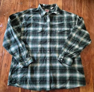 Levi's The Worker Relaxed Fit Flannel Work Shirt L Men’s Green Plaid Heavy - Picture 1 of 4