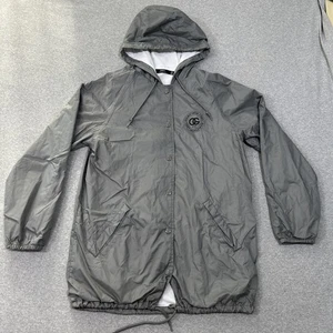 Obey Gray Windbreaker Snap Button Jacket Size Medium 100% Nylon Skater Street - Picture 1 of 14