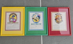 3 Set Looney Tunes Recipe Art Taz's Taco Daffy's Deli Bug's Bistro Framed 1995 - Picture 1 of 13
