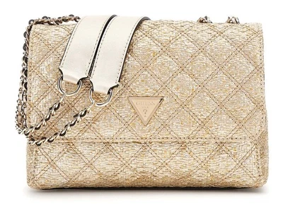 GUESS Giully II Two Compound Convertible Flap Bag Umhängetasche Gold goldfarben - Bild 1 von 3