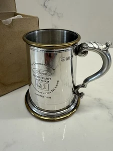 1991 Ford Engine Dagenham Pewter Glass Tankard Sheffield Beer Stein Q1 Award Box - Picture 1 of 24