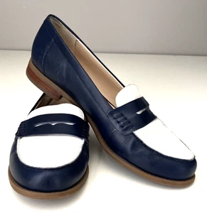 De Colección Tommy Hilfiger Penny Mocasines Mujer Talla 8.5 Azul Blanco Cuero Preppy - Imagen 1 de 11
