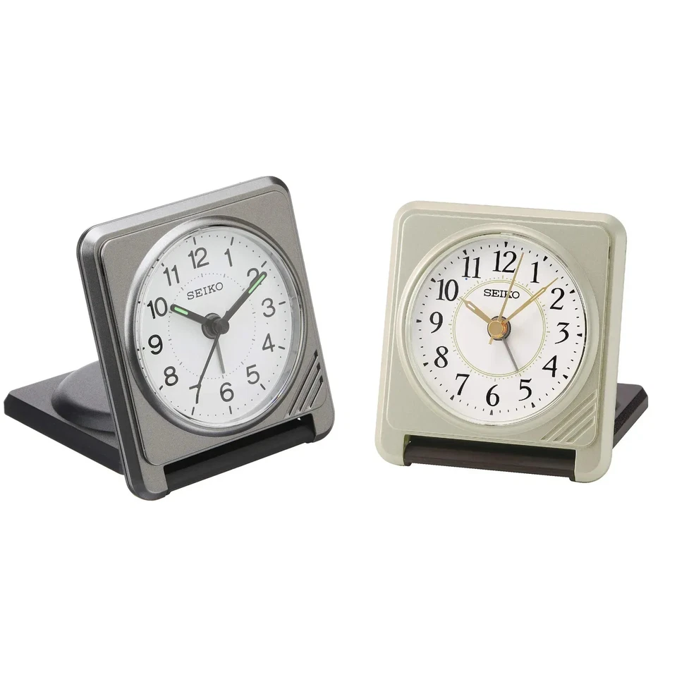 Seiko Clock Analog Alarm Desk Clock Compact Portable Gold QQ638S QQ807G Japan - Image 1 of 1