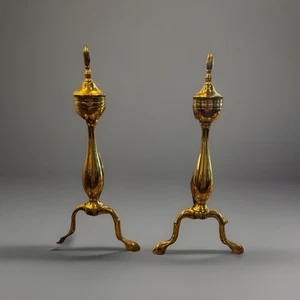 Antikes Paar Messing & Gusseisen Andirons— 16 x 8” I’ - Bild 1 von 2