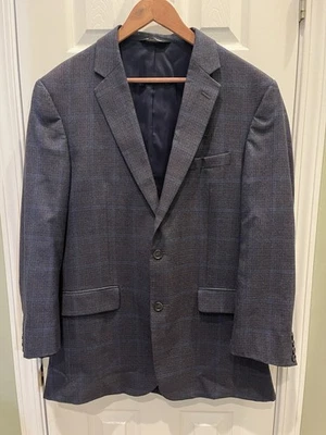 Blazer Jos A Bank 42L Traveler 100 % lana a cuadros chaqueta abrigo deportivo azul marino ¡LEER! Foto 1 de 4