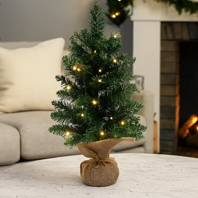 Christmas Tree Small Artificial 50cm(20in) Mini Pre Lit Battery Operated Indoor - Image 1 of 4