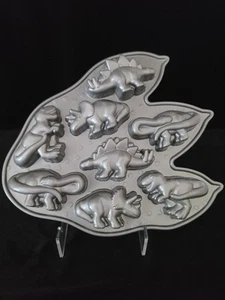 Nordic Ware Dinosaur Muffin Baking Pan Tin Cake 8 Cupcake Mold Triceratops T-Rex - Picture 1 of 4