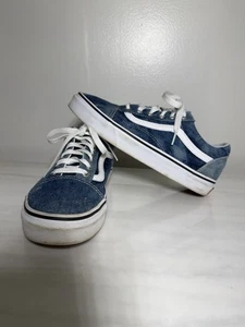 VANS Old Skool Blue Denim Acid Washed Skate Shoes Women's Sz 7.5/Mens 6 Low Jean - Picture 1 of 11
