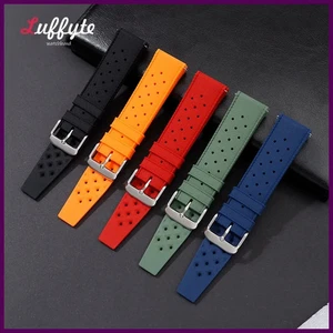 Cinturino Gomma Tropicale Sgancio Rapido 18mm 20mm 22mm Silicone Smart Watch Band - Foto 1 di 29