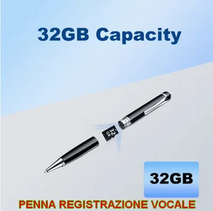 MICRO MINI REGISTRATORE VOCALE PENNA AUDIO SPY SPIA VOICE AMBIENTALE 32 GB - Foto 1 di 7