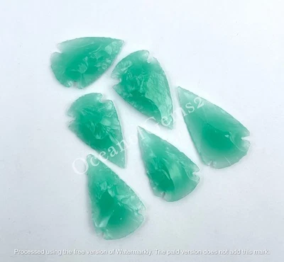 Cristal punta de flecha de calcedonia aguamarina hecho por el hombre, 4 piezas, cabujón de piedras preciosas sueltas Foto 1 de 4