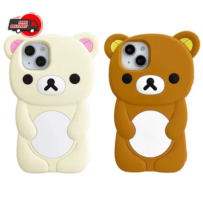 Rilakkuma Bear Silicone Case For iPhone 17 16 15 14 13 12 11 Pro Max XR 8 Plus - Image 1 of 4