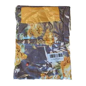 Yellow Grey Floral Blooming Wide Leg Lounge Pajama PJ Pants Elastic Waist Med - Picture 1 of 2