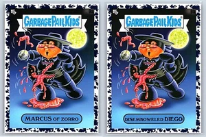 The Mask Of Zorro Diego Garbage Pail Kids GPK Black Spoof 2-Card Set - Picture 1 of 3