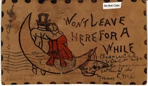 Alluwe Indian Territory Oklahoma-Wont Leave Here-Leather Postcard 1906 E9 - Picture 1 of 4