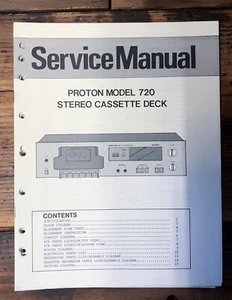 Proton Model 720 Cassette  Service Manual *Original* - Picture 1 of 1