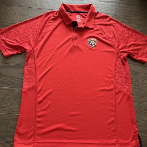 Majestic Cool Base Florida Panthers Polo Golf Shirt Mens XL Red NHL S/S Hockey Cover