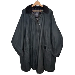 Burberry Vintage 80s Wax Coat XL Navy Blue A Line Cape Womens Classic Country - Picture 1 of 20
