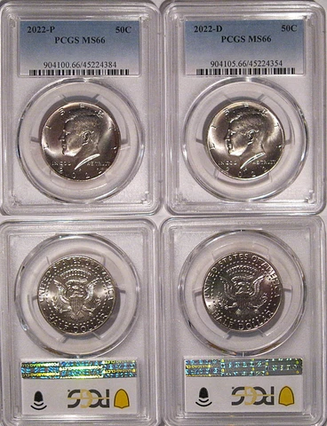 2022 P & D Kennedy Half Dollar 2 Coin Set 50c PCGS MS66 Cover