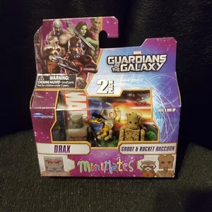 MiniMates Marvel 2 Pack Guardians of the Galaxy Drax Rocket Racoon Groot SEALED - Picture 1 of 2