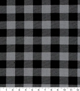 Cotton Super Snuggle Flannel Fabric BUFFALO PLAID BLACK AND GRAY - 1 3/4 YDS - Picture 1 of 4