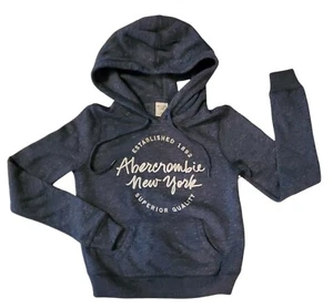Felpa donna con cappuccio ricamata ABERCROMBIE New York blu erica taglia XXS - Foto 1 di 5