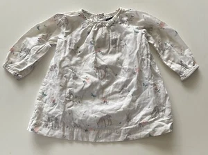 Baby Gap Kleid Mädchen 6-12 Monate weiß Waldmuster gefüttert Baumwolle Langarm - Bild 1 von 7