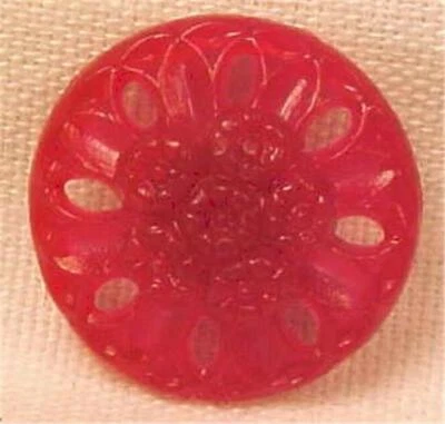 Raspberry Flower Button Plastic Filagree Pierced Self Shank Retro Vintage - Image 1 of 2