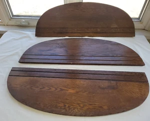 3 Antq Oak Shelves for Curved Glass Curio China Cabinet Half Moon Shape 32.75" - Picture 1 of 13