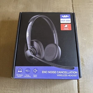 NECODE HST - 280 BLACK WIRELESS HEADSET ENC NOISE CANCELLATION - Picture 1 of 13
