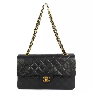 CHANEL Matelasse 25 Chain Shoulder Bag Leather Black A01112 Auth - Picture 1 of 10