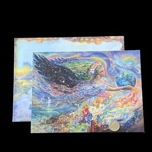 HTF Josephine Wall EARTH ANGEL Greeting Card Universe Peace Flowers Unused VTG - Picture 1 of 11