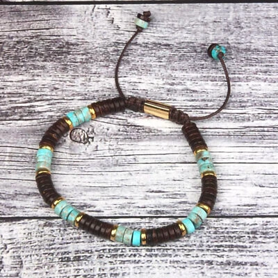 Coconut Shell Beads Dainty Bracelet Jasper Stone Healing Bracelet - Image 1 of 4