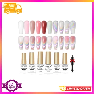 Cat Eye Gel Nail Polish Set With Magnetic, 5 Colors Translucent Nude Pink White - Picture 1 of 8