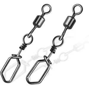 25/50/100PC Fishing Swivel Snap Coastlock Brass Rolling Swivel Interlock Clips - Picture 1 of 20