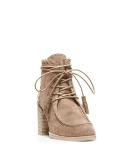 NIB Stuart Weitzman Nude Beige Suede Wallawalla MOJSUE Lace-Up Bootie 6.5 M - Picture 1 of 8