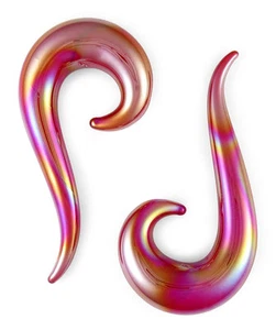 Paar rote Perlen irisierende Glastropfen Messgeräte - Bild 1 von 1