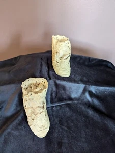 ANTIKE VINTAGE ÖSEN & BESTICKTE BABY KINDER PUPPE STIEFEL SCHUHE SCHMETTERLING - Bild 1 von 6