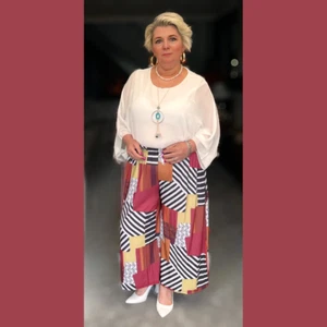 PANTALONES DE MUJER SEÑORA TALLA GRANDE CINTURA ELÁSTICA 3/4 LONGITUD PALAZZO BRAZZO BRAGAS - Imagen 1 de 3