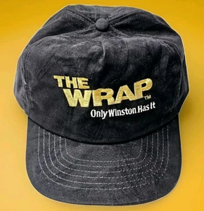 Vintage Winston Mütze Nascar Racing The Wrap Herren schwarz Druckknopflasche Plüschstoff 90er EUC! - Bild 1 von 13