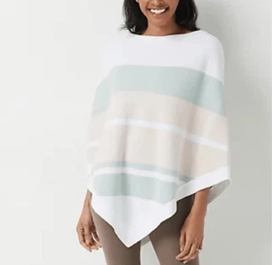 NWT Barefoot Dreams Pink Multi Stripe CozyChic Ultra Lite Ocean Breeze Poncho OS - Picture 1 of 4
