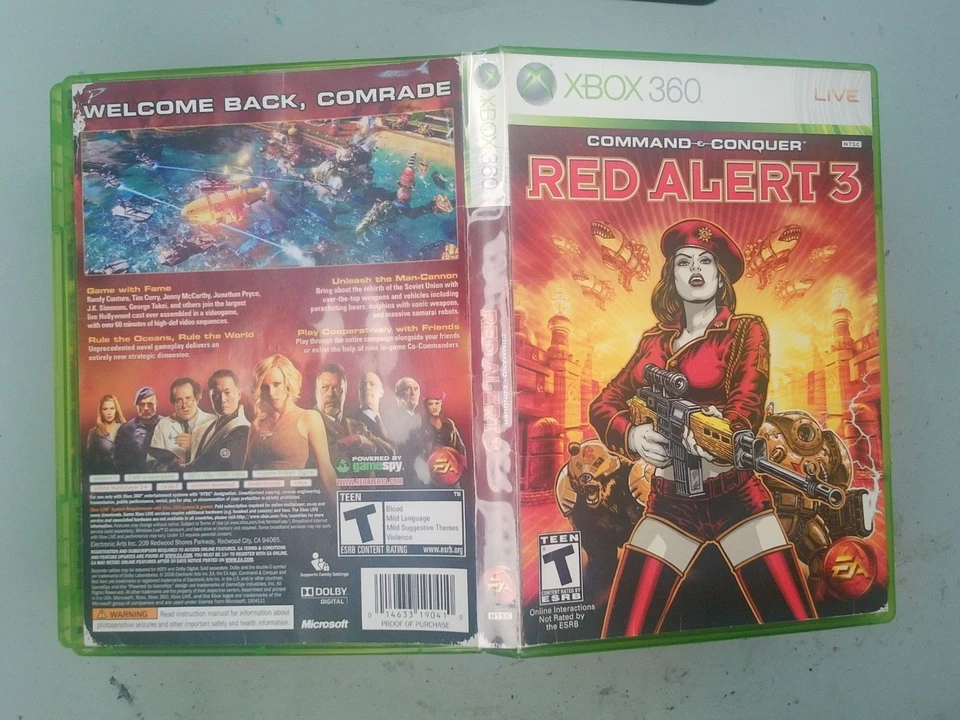 Command and Conquer Red Alert 3 Xbox 360 arte de portada y caja solamente Foto 1 de 1
