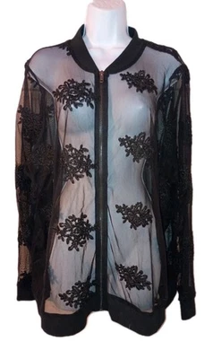 Torrid Black Floral Lace Bomber Jacket Size 3 Gothic Witchy Plus  Size - Image 1 of 4